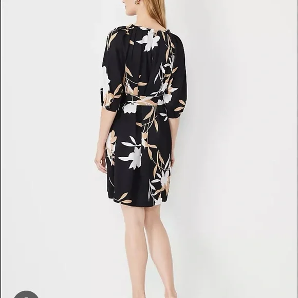 Ann Taylor Pleated Black Floral Dress - Picture 10 of 11